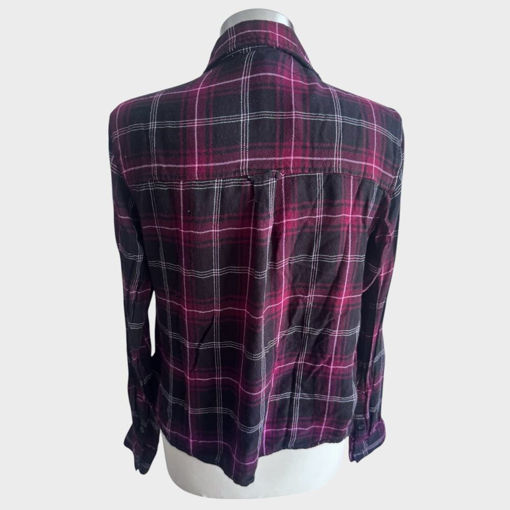 BLL beach lunch lounge Womens Button Front Small Purple Plaid - Picture 4 of 8